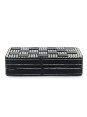 Marble Metal & Fabric Checked Box Clutch