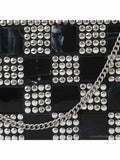 Marble Metal & Fabric Checked Box Clutch
