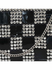Marble Metal & Fabric Checked Box Clutch