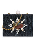 Marble Wooden & Resin Box Clutch