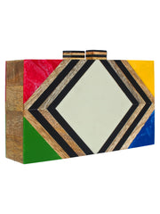 Balk Geometric Wooden Clutch Multi