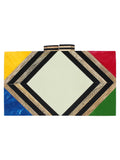 Balk Geometric Wooden Clutch Multi