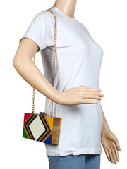 Balk Geometric Wooden Clutch Multi