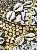 Mosaic Metal & Shells Embellished Clutch