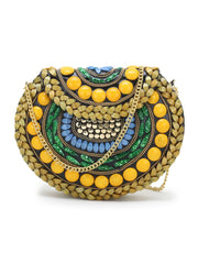 Mosaic Metal Clutch with Stone Work