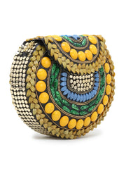 Mosaic Metal Clutch with Stone Work