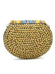 Mosaic Metal Clutch with Stone Work