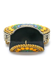 Mosaic Metal Clutch with Stone Work