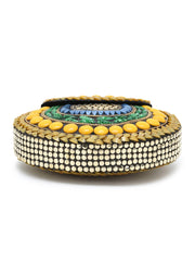 Mosaic Metal Clutch with Stone Work