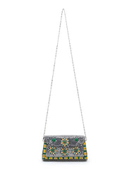 Mosaic Metal Clutch with Stone Work