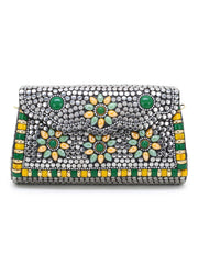 Mosaic Metal Clutch with Stone Work
