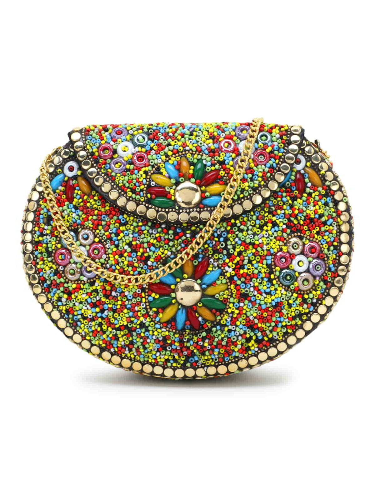 Mosaic Beaded Metal Clutch