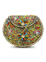 Mosaic Beaded Metal Clutch