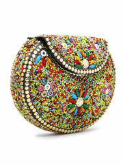 Mosaic Beaded Metal Clutch