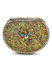 Mosaic Beaded Metal Clutch