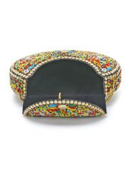 Mosaic Beaded Metal Clutch