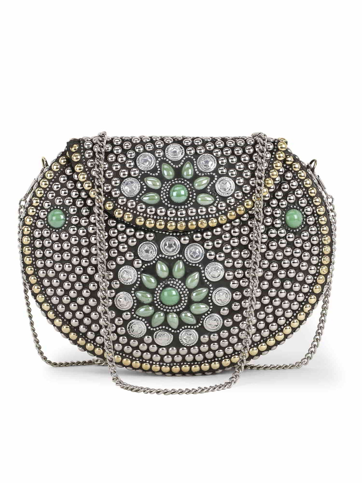 Mosaic Metal Floral Mosaic Clutch