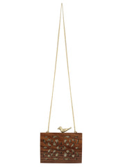 Balk Wooden Ethnic Motifs Wooden Sequined Clutch