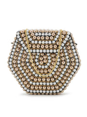 Mosaic Embellished Metal Clutch