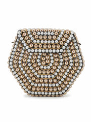 Mosaic Embellished Metal Clutch