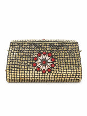 Mosaic Embellished Metal Clutch