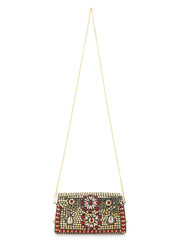 Mosaic Embellished Metal Clutch
