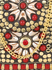 Mosaic Embellished Metal Clutch