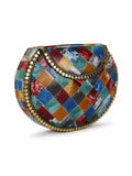Mosaic Marble Finish Metal Clutch