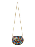 Mosaic Marble Finish Metal Clutch