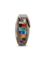 Mosaic Marble Finish Metal Clutch
