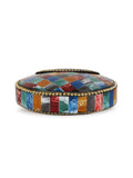 Mosaic Marble Finish Metal Clutch