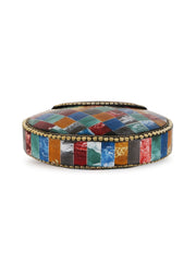 Mosaic Marble Finish Metal Clutch
