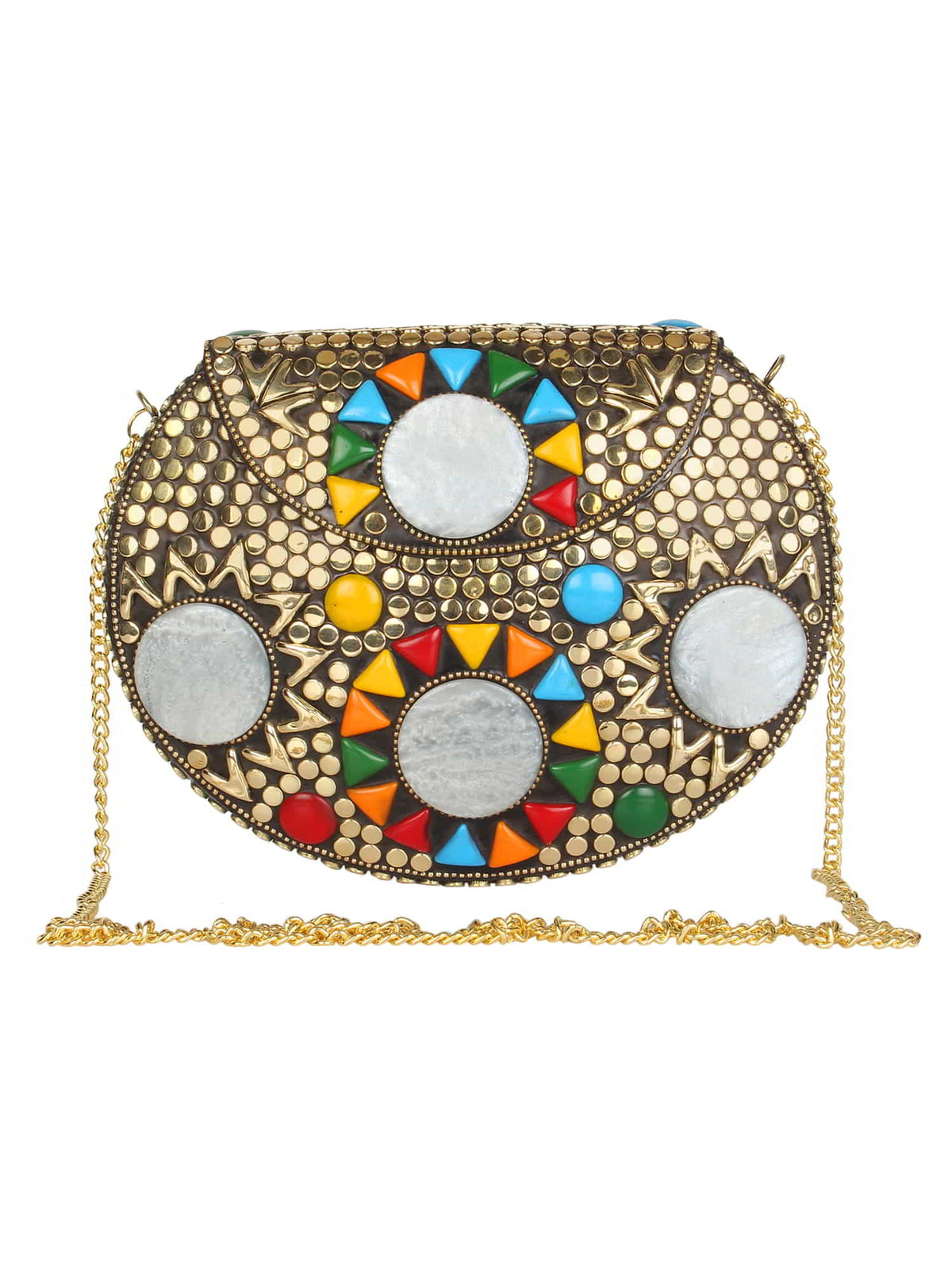 Jewel Mosaic Metal Clutch