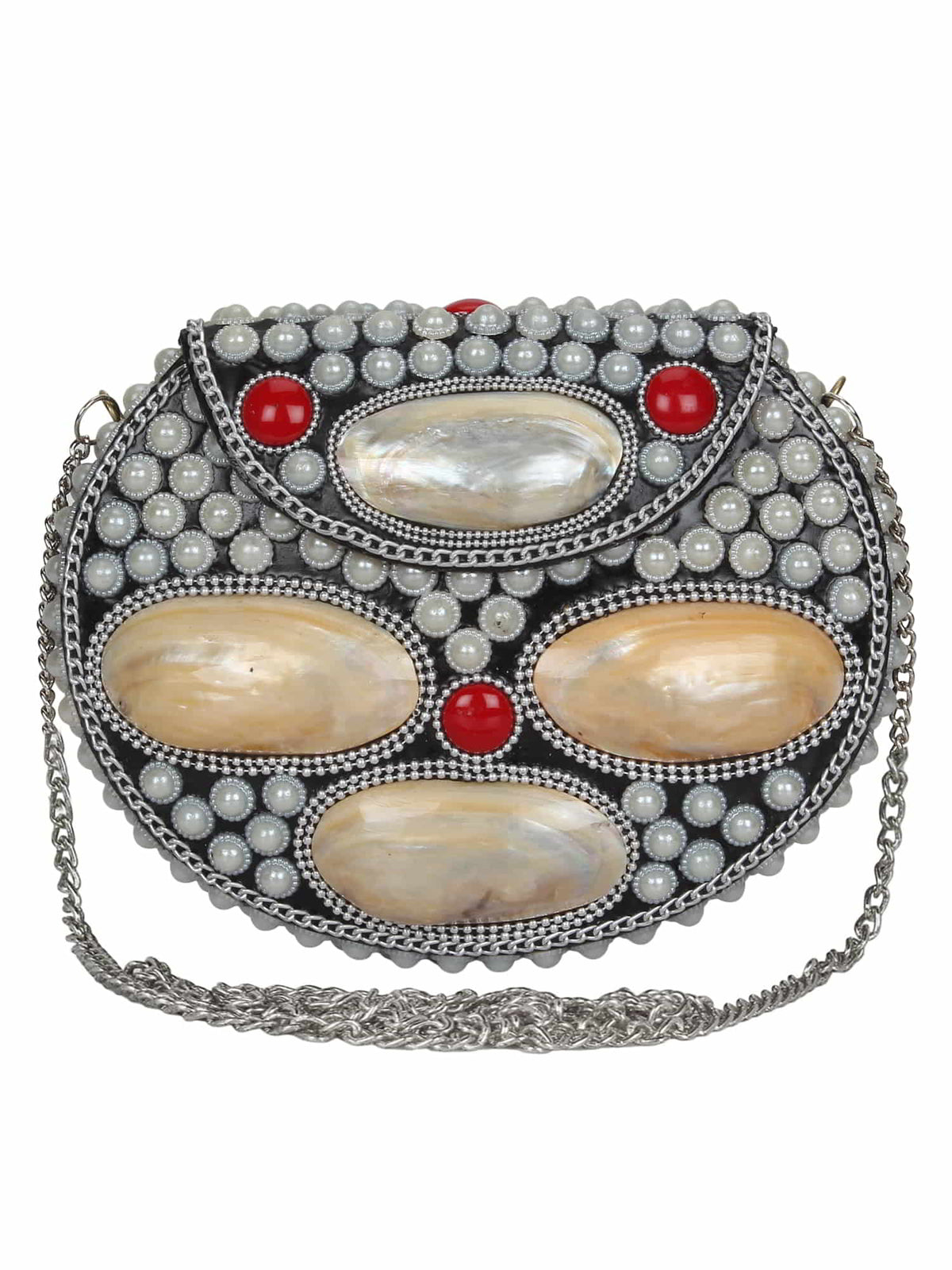 Marvelous Mosaic Metal Shells Clutch