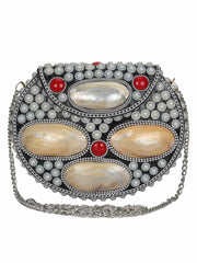 Marvelous Mosaic Metal Shells Clutch