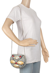 Marvelous Mosaic Metal Shells Clutch