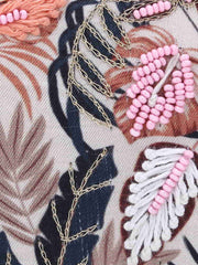 Adorn Printed Satin Botanical Embroidered Clutch