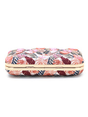 Adorn Printed Satin Botanical Embroidered Clutch