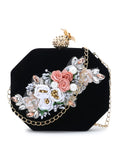 Adorn Velvet Floral Embellished Clutch