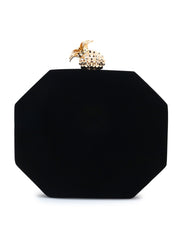Adorn Velvet Floral Embellished Clutch