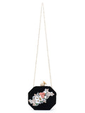 Adorn Velvet Floral Embellished Clutch