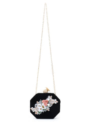 Adorn Velvet Floral Embellished Clutch
