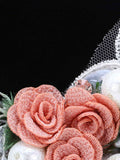 Adorn Velvet Floral Embellished Clutch