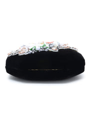 Adorn Velvet Floral Embellished Clutch