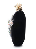 Adorn Velvet Floral Embellished Clutch