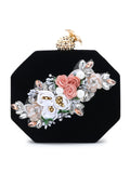 Adorn Velvet Floral Embellished Clutch