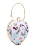 Love Velvet Floral Embroidered Heart shaped Clutch