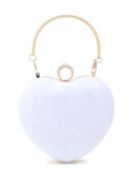 Love Velvet Floral Embroidered Heart shaped Clutch