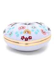 Love Velvet Floral Embroidered Heart shaped Clutch