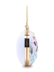 Love Velvet Floral Embroidered Heart shaped Clutch